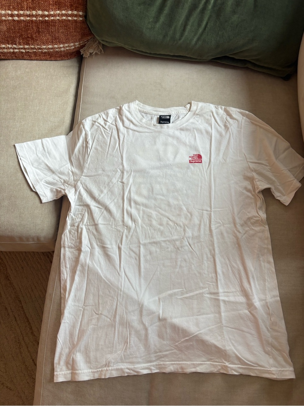 Supreme White Short Sleeve Tee with Small Red Logo